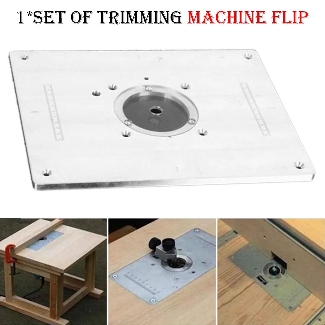 

Router Table Insert Plate Woodworking Benches Aluminium Wood Router Trimmer Models Engraving Machine with 4 Rings Tools