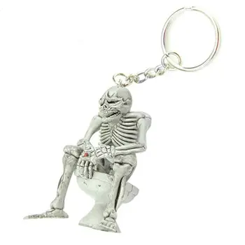 

Skull Toilet Rubber Keychain Keyring Key Chain Ring Men's Gift