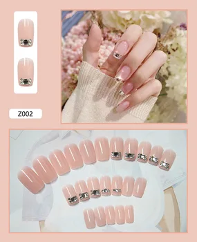 

24 Fake Nails, Detachable Nail Design with Detachable Fingers, Gel Nail Kit, with Jelly Gel, Reusable