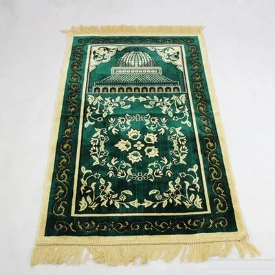70*110cm Cashmere-Like Islamic Muslim Prayer Mat Blanket Floral Salat Musallah Prayer Rug Carpet Tapete Islamic Praying Mats - Цвет: Green