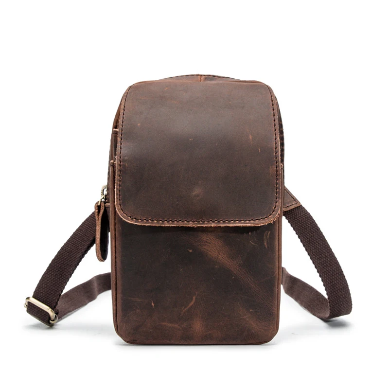 

Crazy Horse Genuine Leather Waist Packs For Men Travel Fanny Pack Belt Male Small Shoulder Bags Waist Bag For Phone Pouch