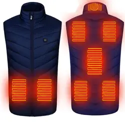 8 Areas Heating Vest Jacket Men USB Infrared Sleevless Heated Jacket Thermal Clothing Waistcoat for Riding Hunting