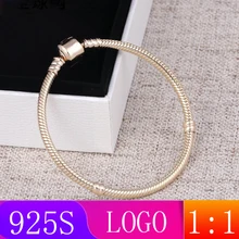 LISM 925 пробы серебро зима продукт 1: 1 момент Золотая Пряжка браслет Мода леди подарок DIY оригинальные ювелирные изделия