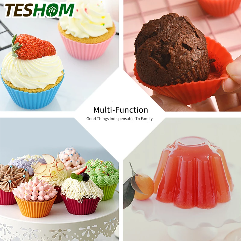 10 7cm Round Muffin Cup Rice Cake Mold Baking Mold Silicone Muffin Cup Cake  Cup