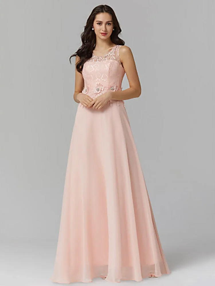 Розовый Erosebridal розовое вечернее платье элегантные платья для вечеринки длинный кружевной лиф с молнией сзади шифоновое вечернее платье длинное - Цвет: Розовый