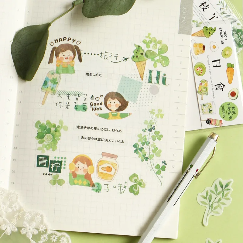 20 шт./40 шт. свежая серия клевера каваи зеленое растение/слова/аниме