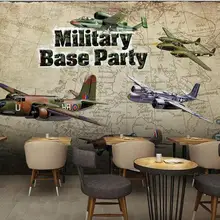 Индивидуальные большие фрески ностальгическая карта в стиле ретро украшение-Самолетик картина обои