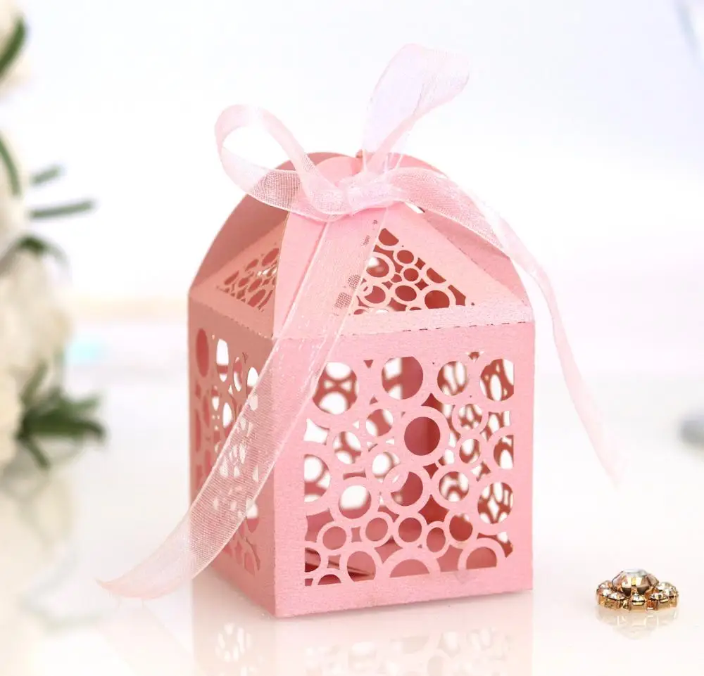 D 50pcs small circle Hollow Cross Candy Box Angel Gift Box For Baby Shower Baptism wedding First Communion Christening Party Decor - Цвет: D
