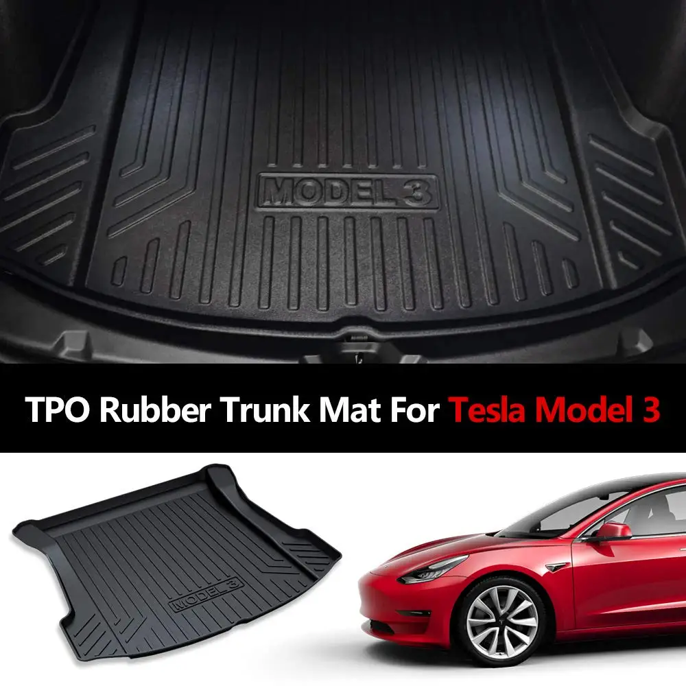 TPO резиновый коврик для багажника Tesla модель 3 автомобильные аксессуары черный автомобильный коврик для багажника задний Грузовой лоток