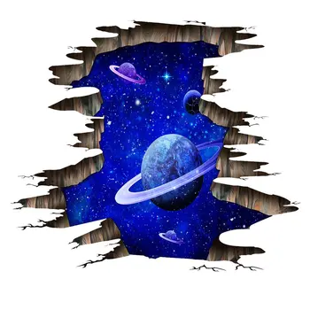 

1PC 3D Broken Wall Space Universe Wallpaper Creative Wall Decal Removable Decorative Wall Poster for Home Living Room Bedroom Ki