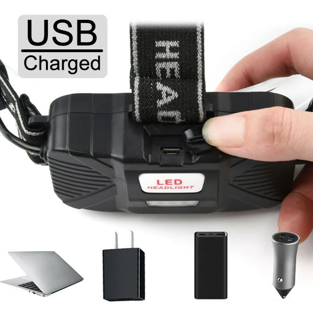 Рабочий USB Перезаряжаемый супер яркий 4 шестерни Открытый Рыбалка Кемпинг Светильник регулируемый угол Велоспорт COB светодиодный налобный фонарь Портативный