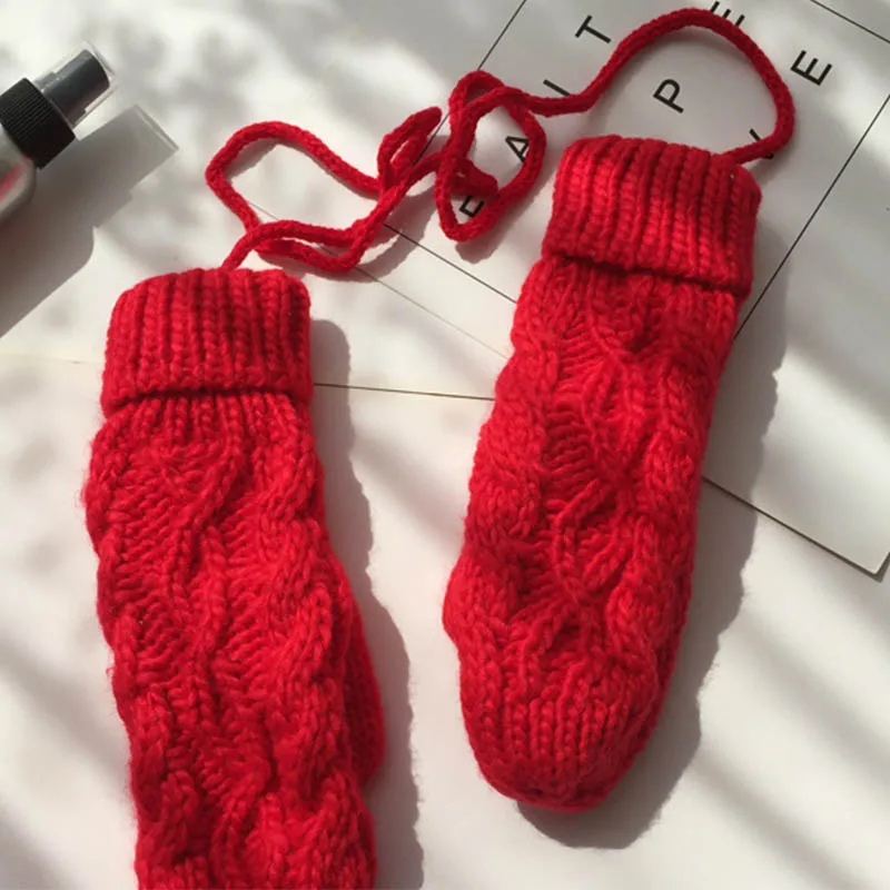 Модные женские Twist двойные толстые модные Висячие шерстяные перчатки милые перчатки вязаные перчатки