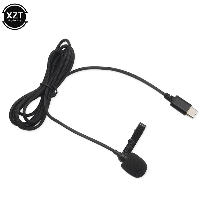 Мини микрофон Type C USB конденсаторный аудио запись петличный зажим проводной для