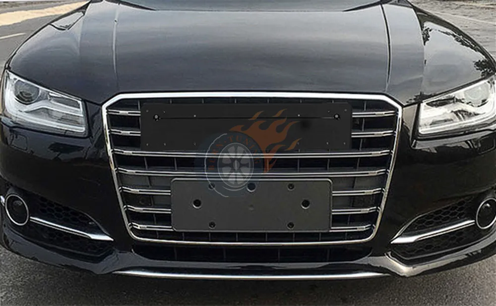 Для S8 Look Grill для A8 Grill S8 Grill- передний спортивный хромированный ABS бампер гоночные грили с европейской пластиной держатель