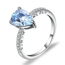 Gem's Ballet 2.42Ct натуральный Небесно-Голубой топаз драгоценный камень кольцо для женщин обручальное кольцо 925 пробы серебро хорошее ювелирное изделие