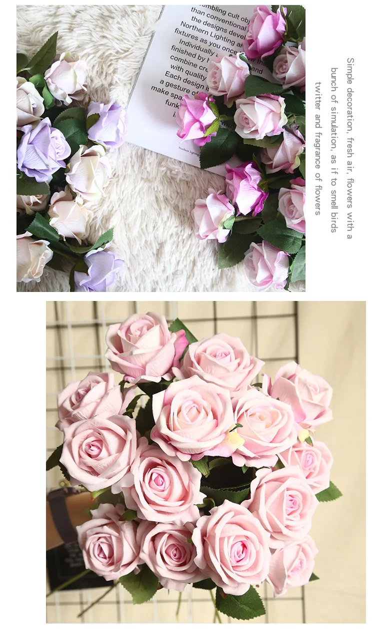 JAROWN Artificial Flannel Rose INS Simulation Flower Home Decoration Festival Wedding Flower Wall DIY Plant Wall Fake Flower (14)