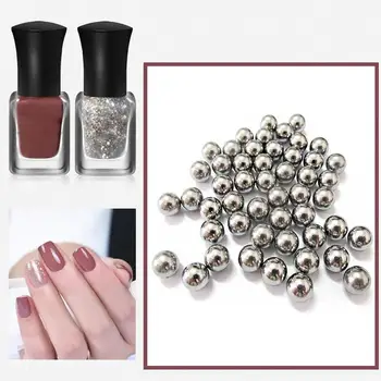 

100pcs Nail Polish Mixing Balls 5mm Stainless Steel For Glitter Beads Polish Nail Art Tool Agitator T0P9