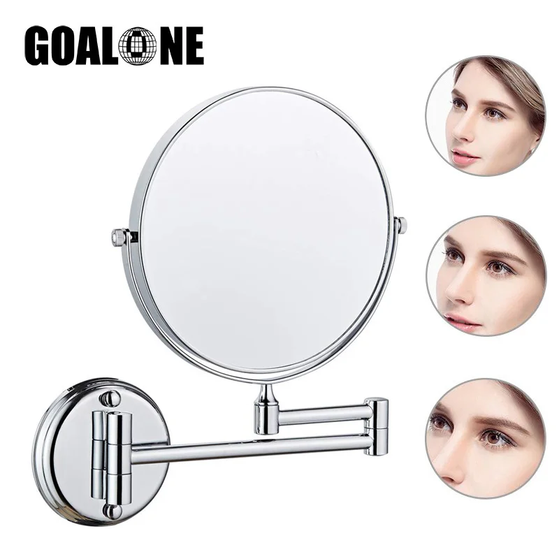 

8 Inch Wall Mount Makeup Mirror 3X/5X/7X/10X Magnification Vanity Swivel Extendable Two-Sided Mirrors for Bedroom Bathroom Hotel