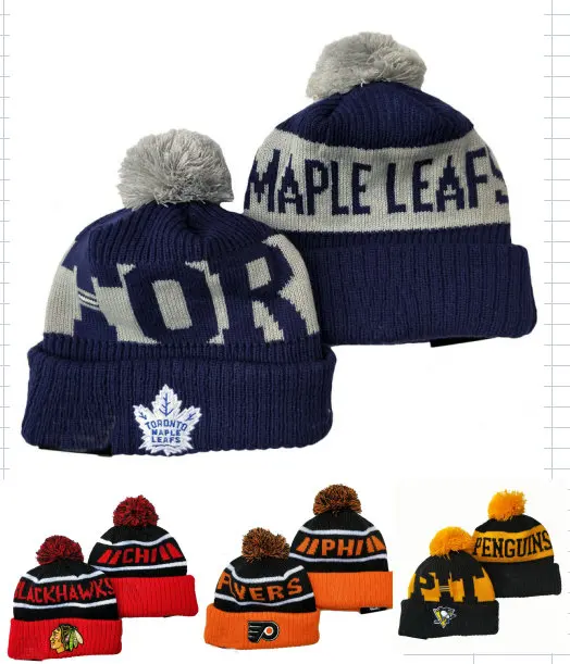 Ice Hockey Team Beanie Embroidery Skiing Knitted Hats Women Men Winter