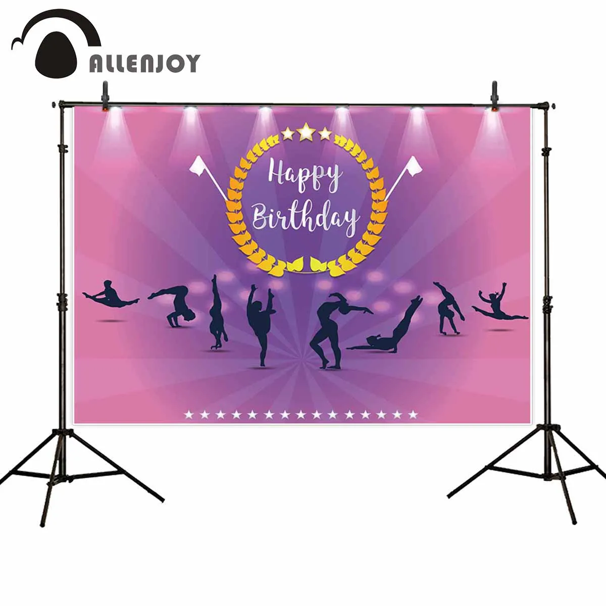 

Allenjoy gymnastics backdrop birthday stage sport lights baby party celebration photocall photozone photophone background
