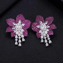 Jankely Роскошные Горячие в виде розового цветка серьги гвоздики кубического циркония женские свадебные Большие серьги Bijoux