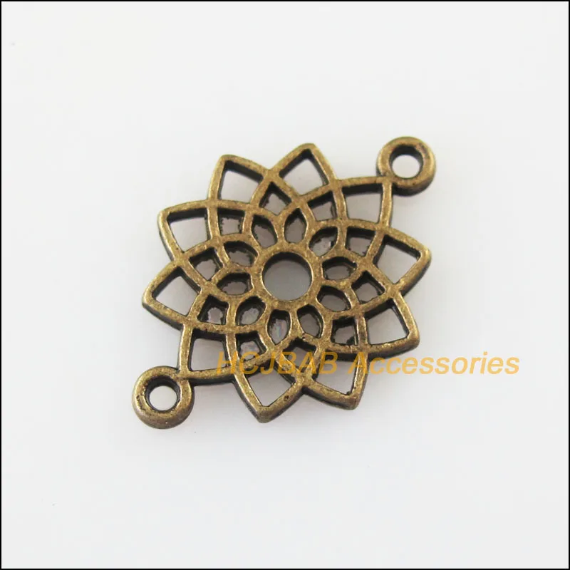 

15Pcs Antiqued Bronze Tone Lotus Flower Charms Connectors Pendants 14x20mm