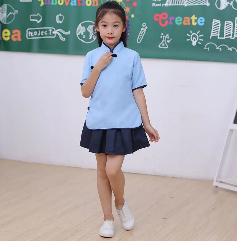 Детские костюмы в китайском стиле Студенческая Одежда для мальчиков и девочек