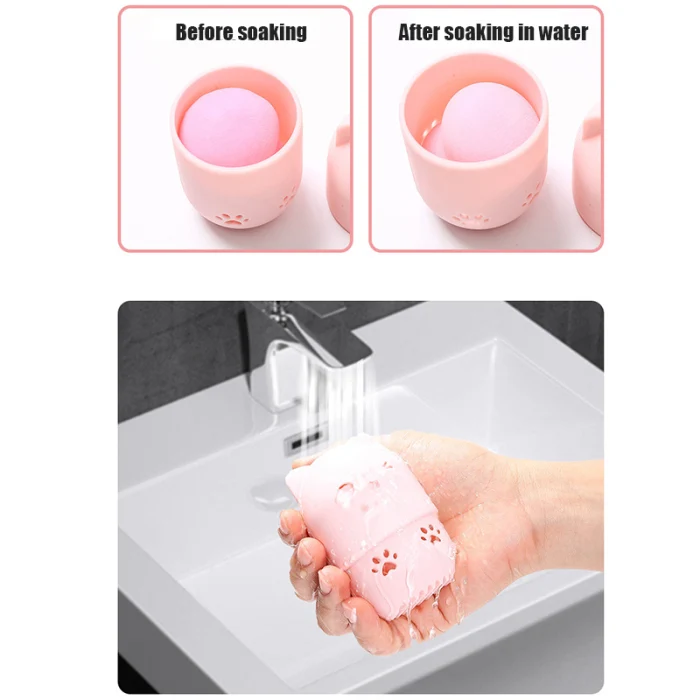 Makeup Sponge Holder Soft Silicone Cosmetics Blender Powder Puff Drying Holder Case 998
