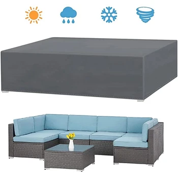 

Gray Waterproof Outdoor Patio Garden Furniture Covers Rain Snow Chair covers for Sofa Table Chair Dust Proof Cover
