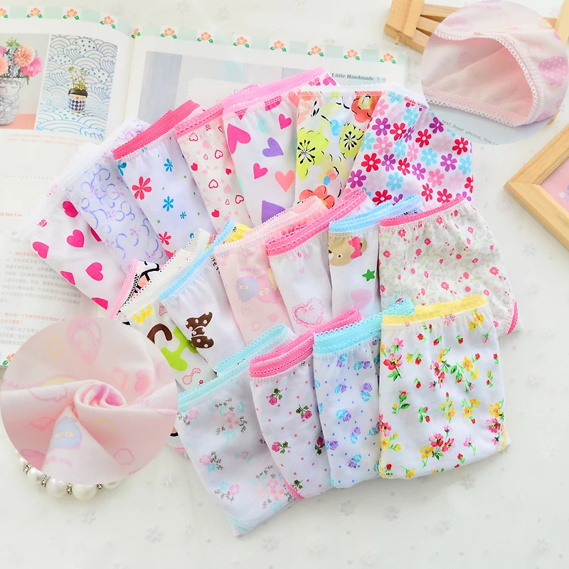 12Pc/lot Fashion Baby Girls Underwear Cotton Panties for Girls Kids Short Briefs Children Underpants 2-12years
