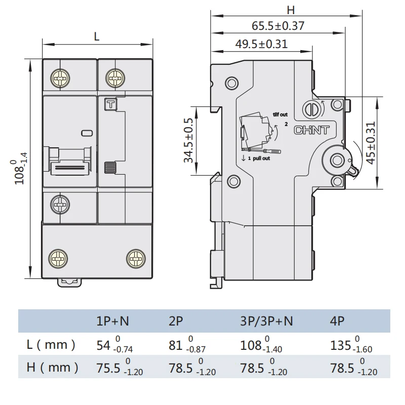 CHINT AC230/400 V NXBLE-125 2P устройство остаточного тока C 63 80 100 125A tyoe C защита от перегрузки защита от утечки земли