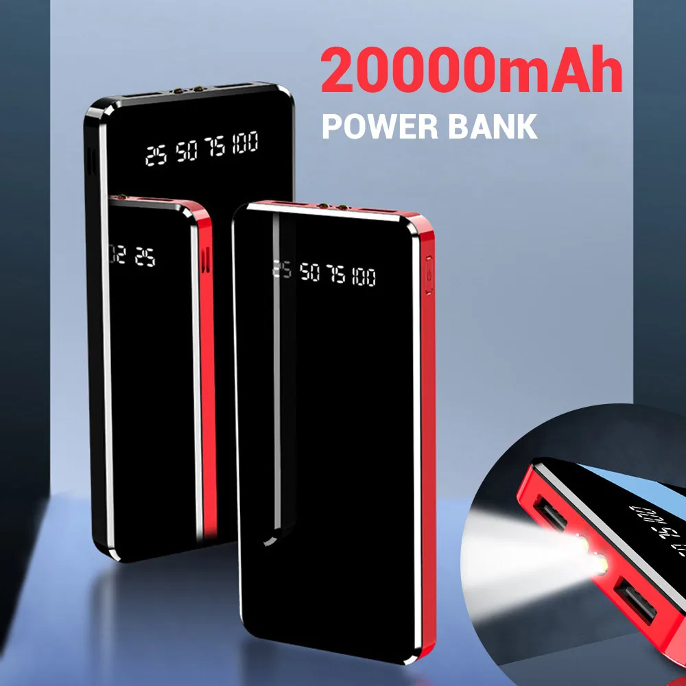 FLOVEME 20000 мАч Мини Внешний аккумулятор Двойной USB светодиодный дисплей вспышка 10000
