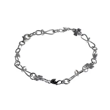 

Silver bracelet combining ties and clovers 4 leaf