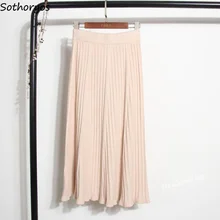Skirts Women Winter Long High Waist Solid Simple All-match Kawaii Skirt Womens Trendy Ulzzang Elegant Ladies Moda Mujer