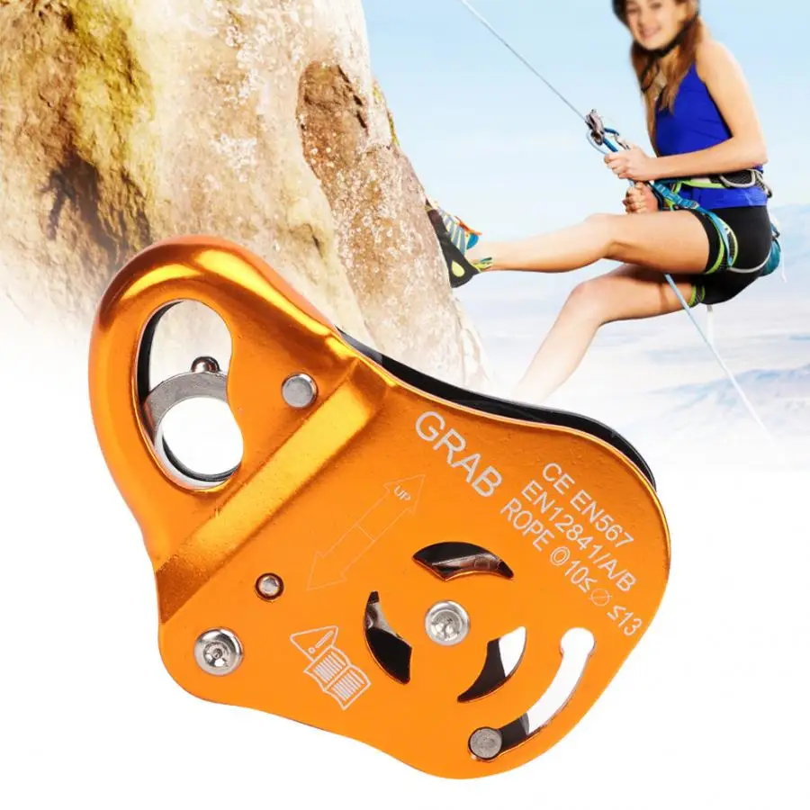 Mountain Tree Rock Climbing Rappel Rope Grab Protecta Gear w/ Mobile Pulley 