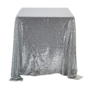 

New-Rectangle Sequin Glitter Tablecloth Sparkly Table Cloth Cover Wedding Party Christmas Table Decoration Silver