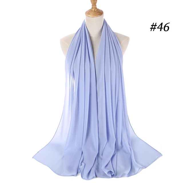 women plain bubble chiffon scarf hijab wrap printe solid color shawls headband women hijabs scarves/scarf 60 colors COLOR 46