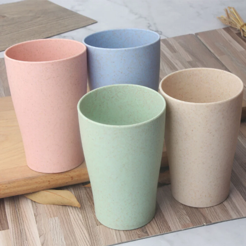 

1PC Wheat Straw Water Cup Multi-Functional Cola Coffee Plastic Cup Drinking Cup Kids Cups Reusable Bright