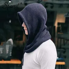 Sparsil, мужская и женская вязаная шапка из кашемира, шарф с капюшоном, воротник, Эластичный шнурок, зимняя, подходит ко всему, для взрослых, подростков, толстая, мягкая, для шеи, теплая