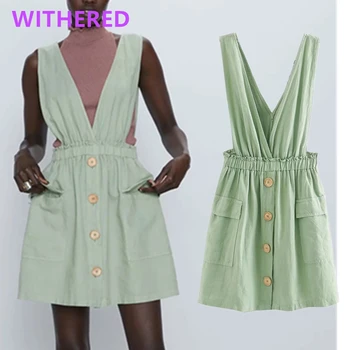 

Withered summer dress women england high street vintage cargo pockets solid vestidos de fiesta de noche vestidos mini tank dress