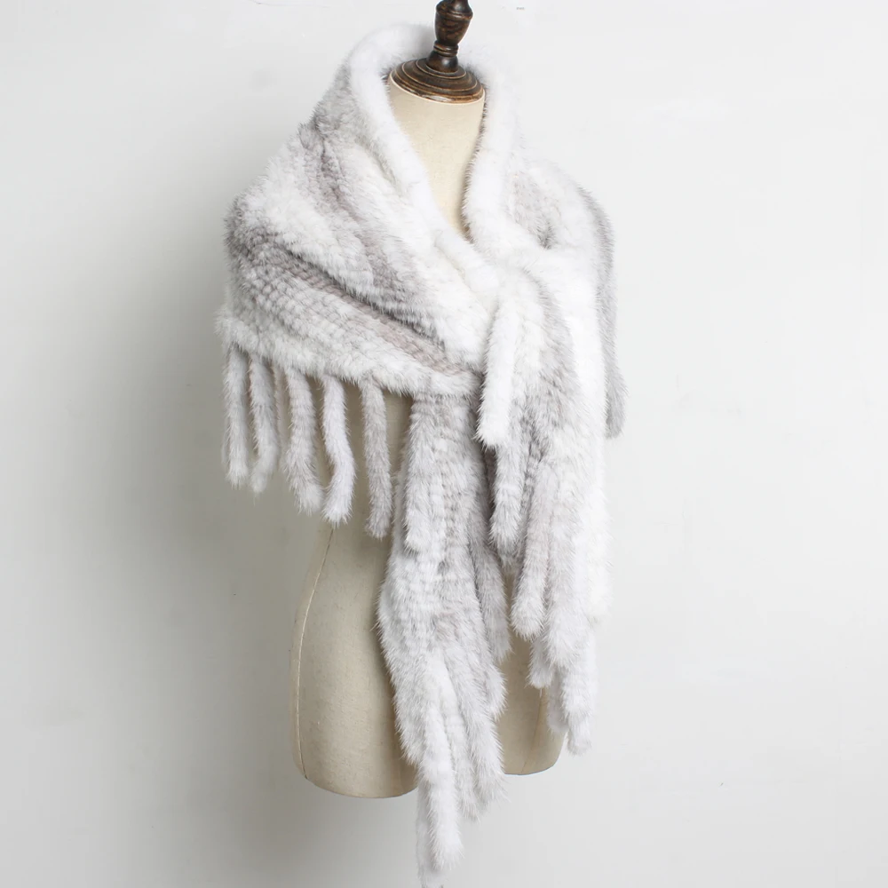 Winter Women100% Genuine Real Mink Fur Shawl Scarf Lady Natural Soft Mink Fur Scarves Fashion Warm Real Mink Fur Shawls