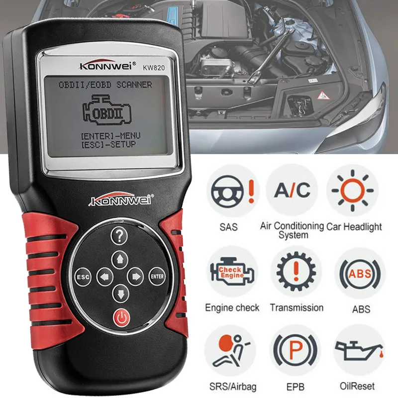 Vehemo Автомобильная диагностика для KONNWEI KW820 Авто универсальный OBD2 диагностический сканер портативный ручной инструмент для чтения кода