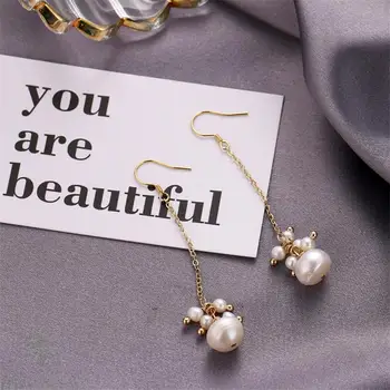 

Natural Baroque Pearl Long Earrings Silver Ear Hook Wedding Mesmerizing charm TwoPin Cultured Dangler AAA Earbob Fashion Women