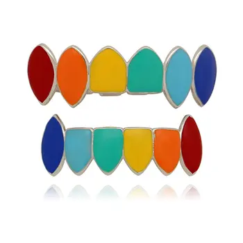 

Unique Design Vampires Teeth Jewellry Sets Colorful Top Bottom Tooth Hip Hop Teeth Dental Body Jewellrys