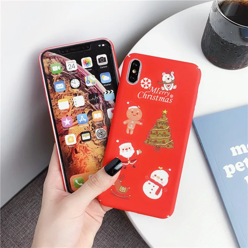 NJIEER светящийся Рождественский чехол для iPhone X XS XR Xs Max мультфильм лось Санта
