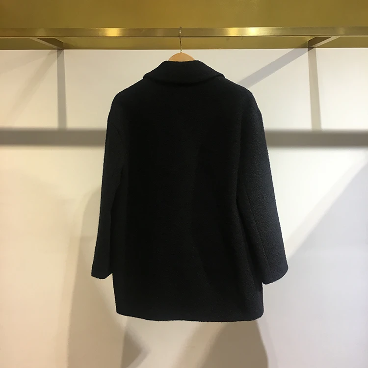 

New Women Coat Single Breasted Wide-waisted Thick Long Sleeve Turn-down Collar European Style 2019 Autumn and Winter