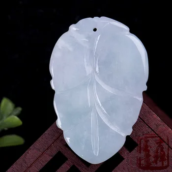 

Hand carving Jade stones 3D Leaf Decoration Natural Emerald quartz crystals Burma Jade Jewelry pendant With certificate