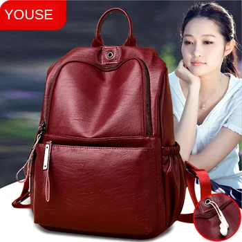 

Fashion Soft Leather Backpack For Women Retro Large Capacity Soft Leather Travel Bag Korean Large Capacity Women's Backpack