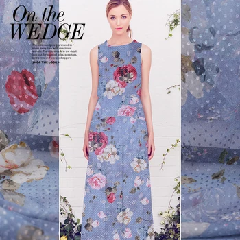 

Europe Spring-Summer 140 Wide Silk lan hua xiao Fabric Silk Clothing Cheongsam Garment Fabric Silk Burnt-out