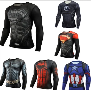 

Avengers Cosplay Superhero Outfit Tight Long-sleeve T Shirt Halloween Costumes For Men Captain America IronMan Thor Spiderman